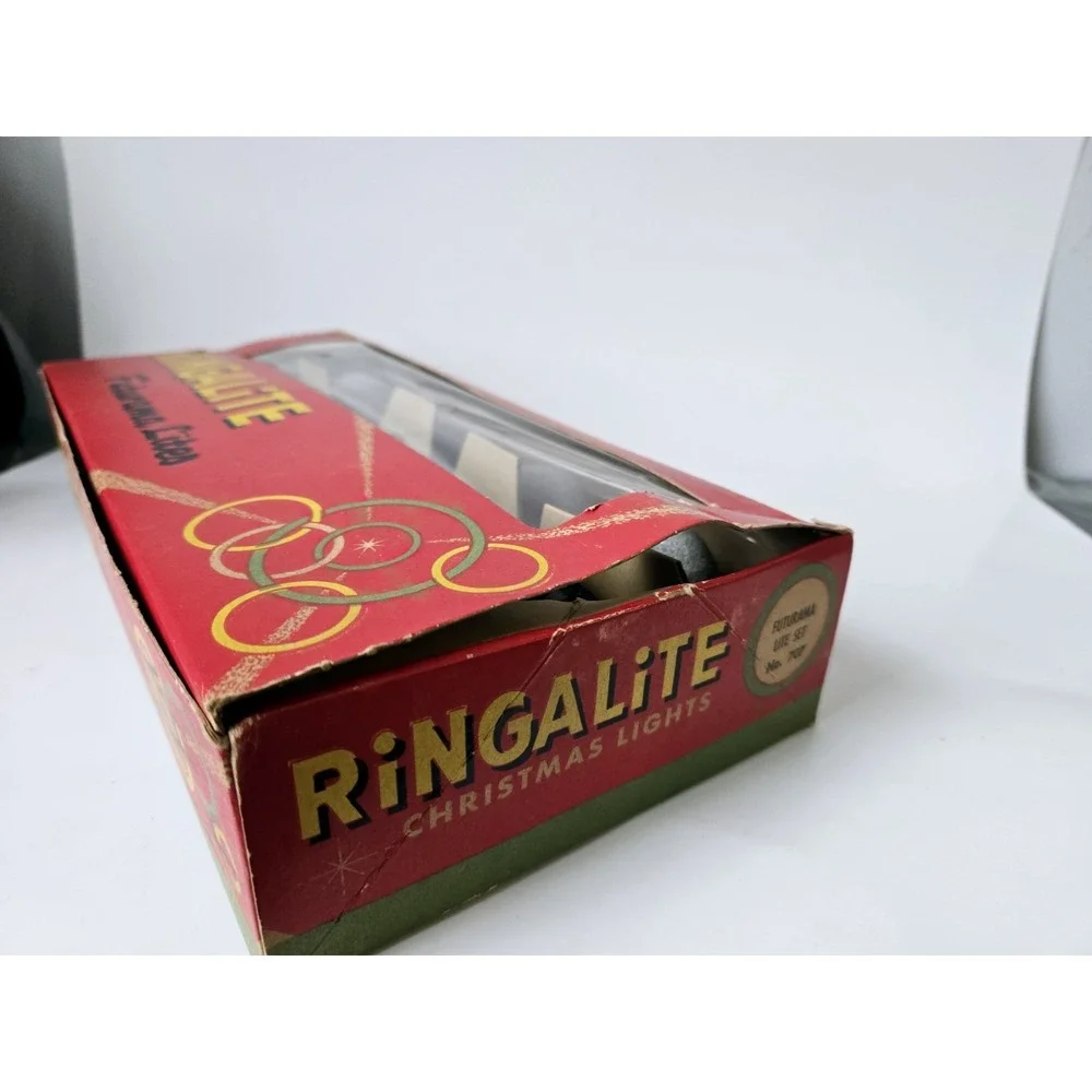Vintage futurama Lites‎ Ringalite Christmas bulbs w/ box glitter sugar